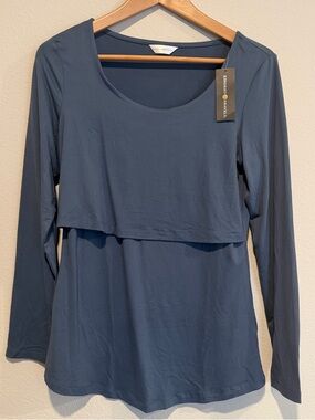 Kindred Bravely Jane Slate Blue Long-Sleeve Nursing Tunic Pajama